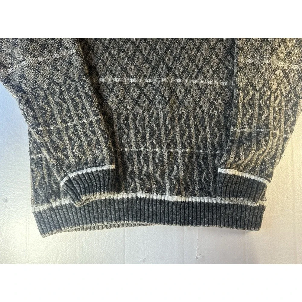 Vintage MEXX Sweater Mens Large Gray Brown‎ Geometric Knit Pullover Grandpa